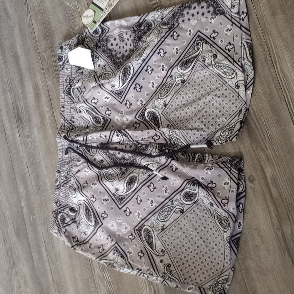 Grey Paisley Shorts